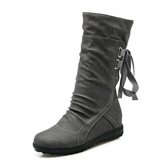 Blivener Back Lace up Boot Mid Calf Flat - Picture 1 of 3